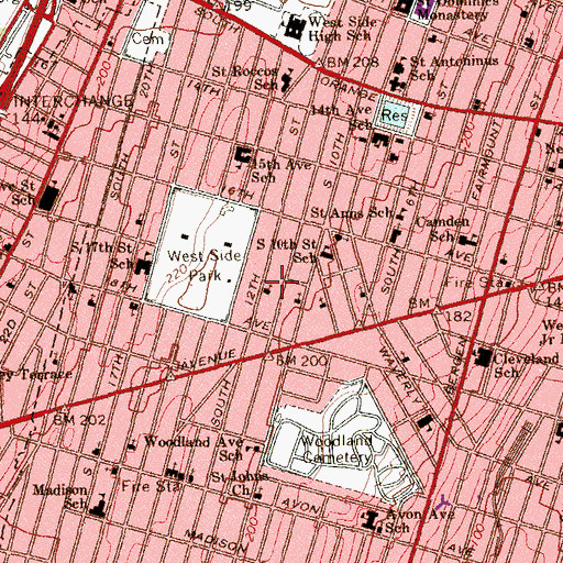 Topographic Map of Beulah Baptist Church, NJ