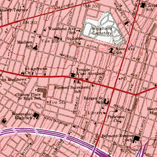 Topographic Map of Blessed Sacrament Church, NJ