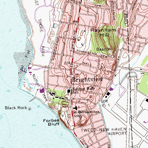 Topographic Map of Brightview, CT