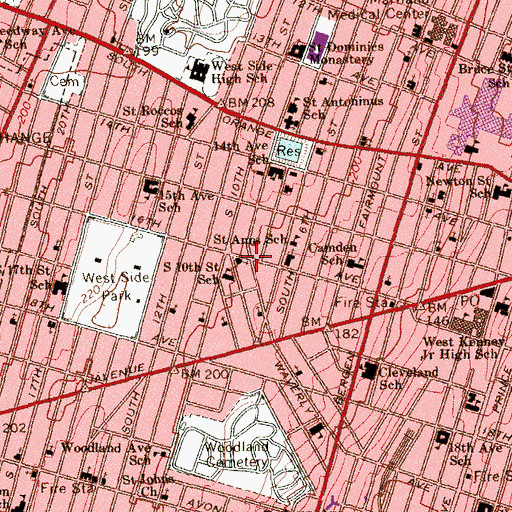 Topographic Map of Mount Calvary Church of God, NJ
