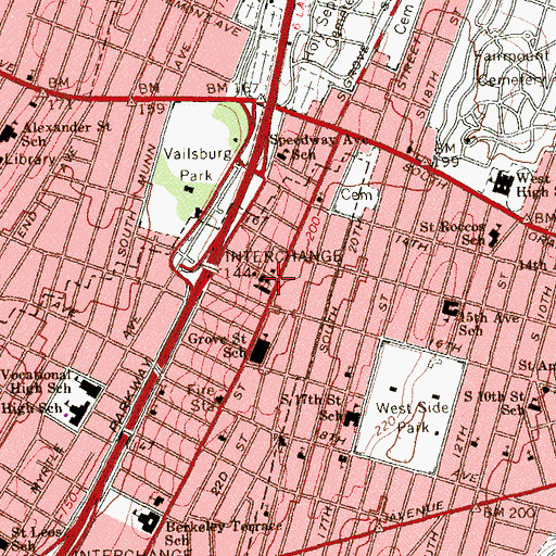 Topographic Map of Sacred Heart Church, NJ