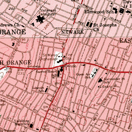 Topographic Map of Sacred Heart Church, NJ