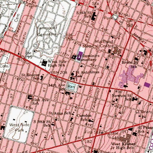 Topographic Map of Saint Antoninus Catholic Church, NJ