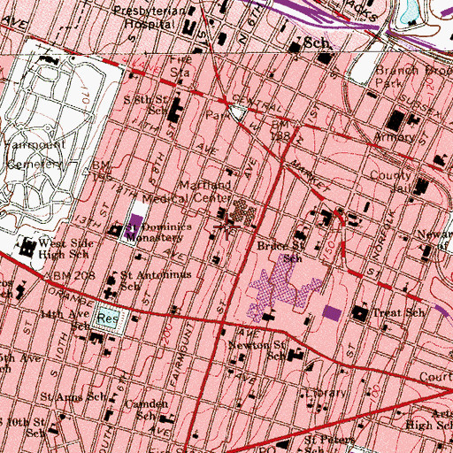 Topographic Map of Saint John Baptist Church, NJ