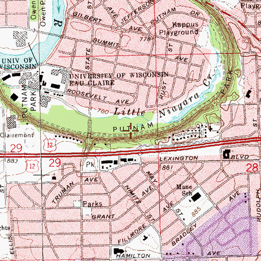 Topographic Map of Putnam Park State Natural Area, WI