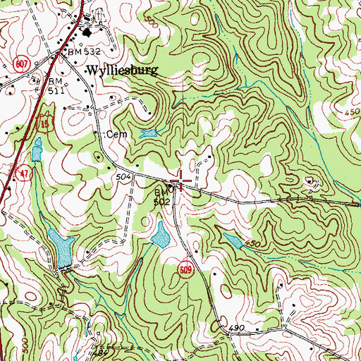 Topographic Map of First Baptist Church, VA