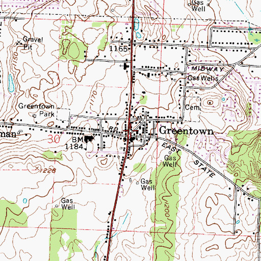 Topographic Map of Greentown Post Office, OH