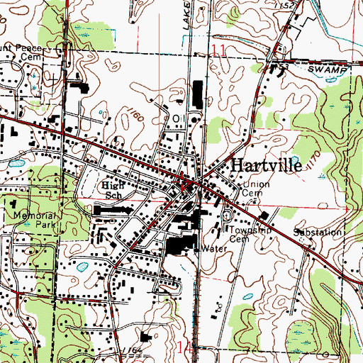 Topographic Map of Hartville Post Office, OH