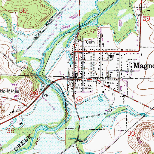 Topographic Map of Magnolia Post Office, OH