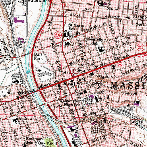 Topographic Map of Massillon Post Office, OH