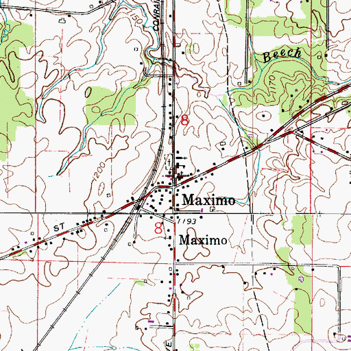 Topographic Map of Maximo Post Office, OH