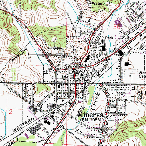 Topographic Map of Minerva Post Office, OH