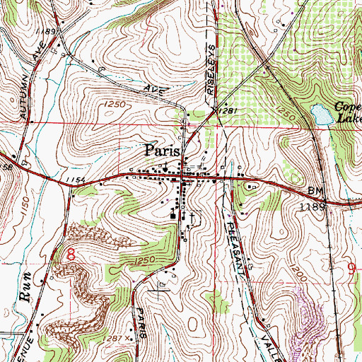 Topographic Map of Paris Post Office, OH
