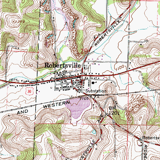 Topographic Map of Robertsville Post Office, OH