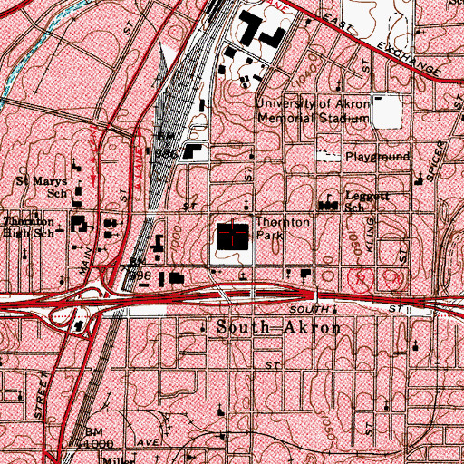 Topographic Map of Akron Post Office, OH
