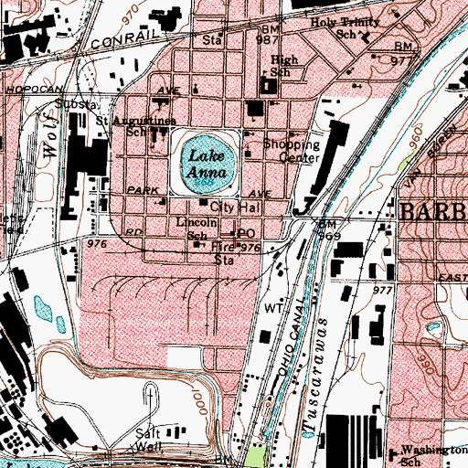Topographic Map of Barberton Post Office, OH