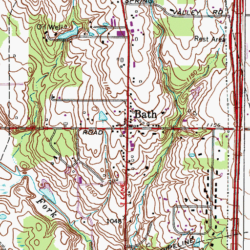 Topographic Map of Bath Post Office, OH