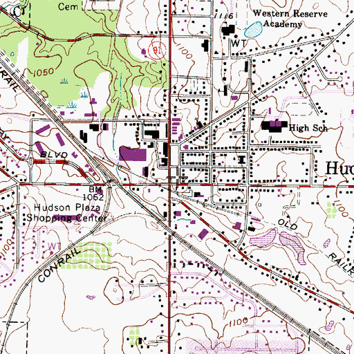 Topographic Map of Hudson Post Office, OH