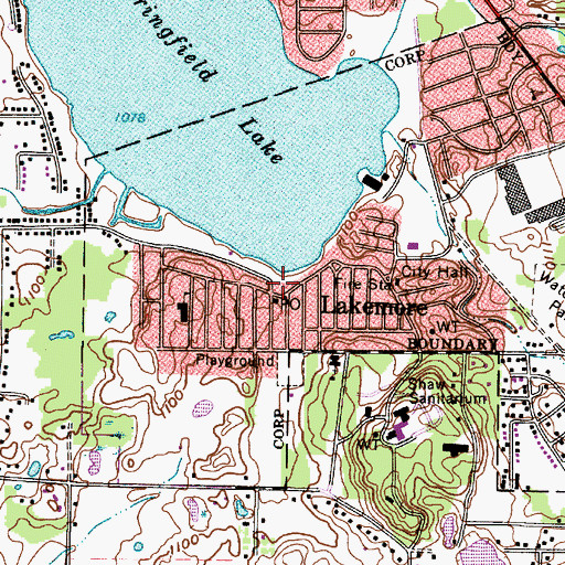 Topographic Map of Lakemore Post Office, OH