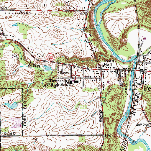 Topographic Map of Peninsula Post Office, OH