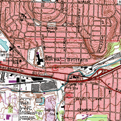 Topographic Map of Brittain Post Office (historical), OH