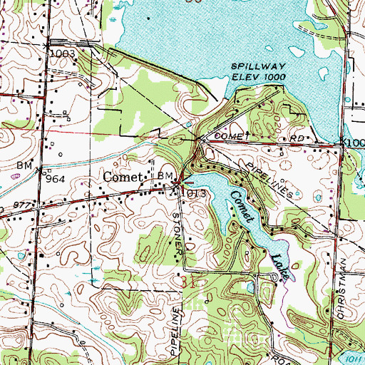 Topographic Map of Comet Post Office (historical), OH