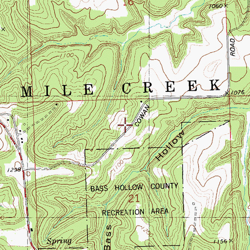 Topographic Map of Bass Hollow State Natural Area, WI