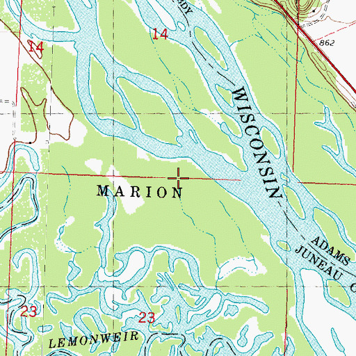 Topographic Map of Lemonweir Bottomland Hardwood Forest State Natural Area, WI