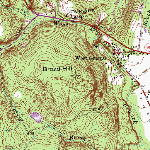 Topographic Map of Broad Hill, CT