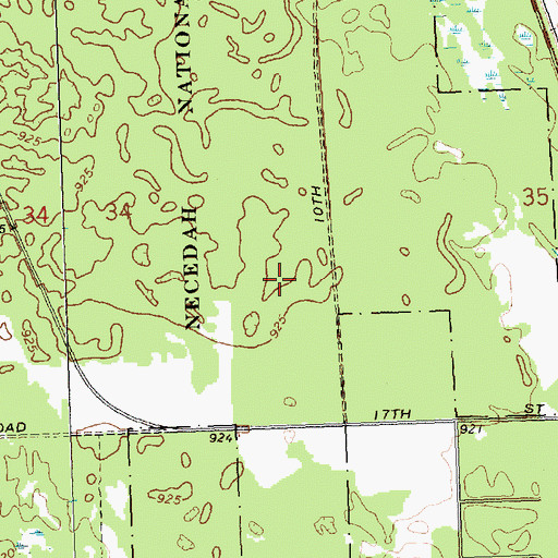 Topographic Map of Necedah Oak-Pine Forest State Natural Area, WI