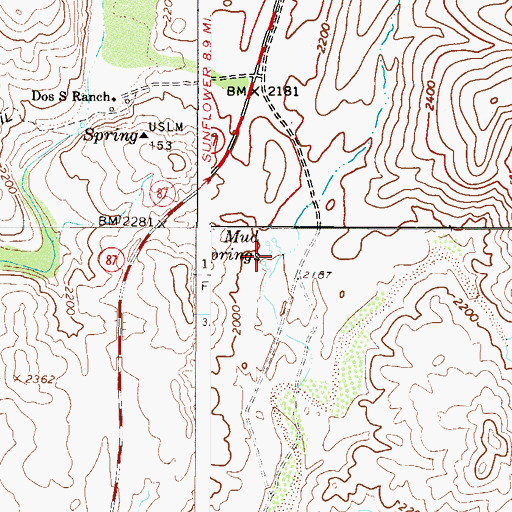 Topographic Map of Mud Springs, AZ