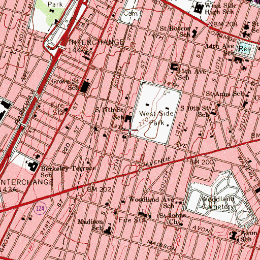 Topographic Map of Saint Paul Sounds of Praise Church, NJ