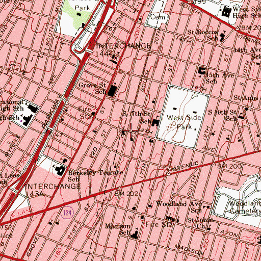 Topographic Map of Tabernacle Baptist Church, NJ