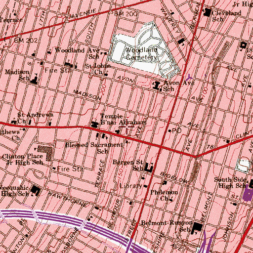 Topographic Map of Trinity United Methodist Church, NJ
