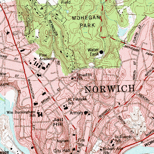 Topographic Map of Broad Street School, CT