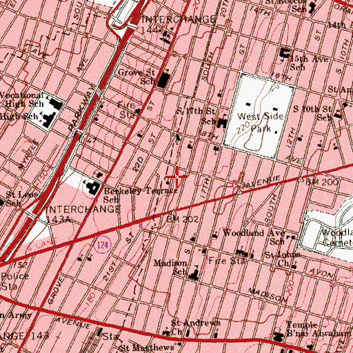 Topographic Map of Unity Freedom Baptist Church, NJ