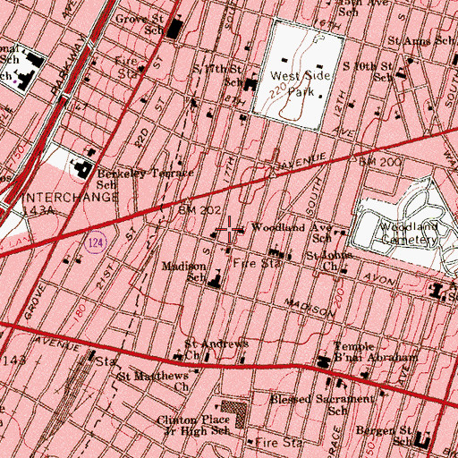 Topographic Map of Zion Baptist Church, NJ