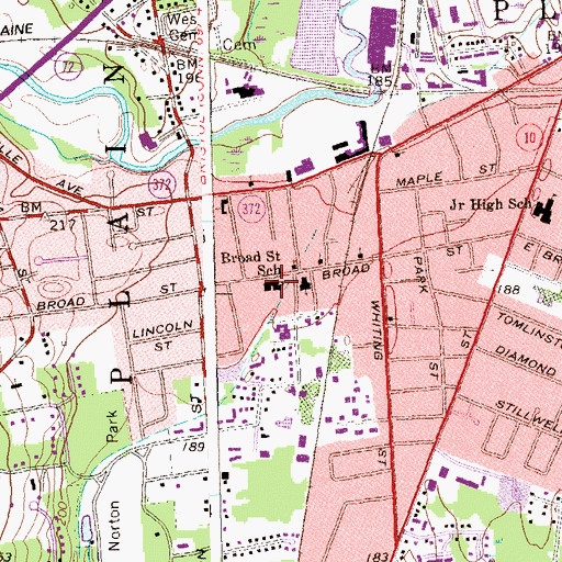 Topographic Map of Broad Street School, CT