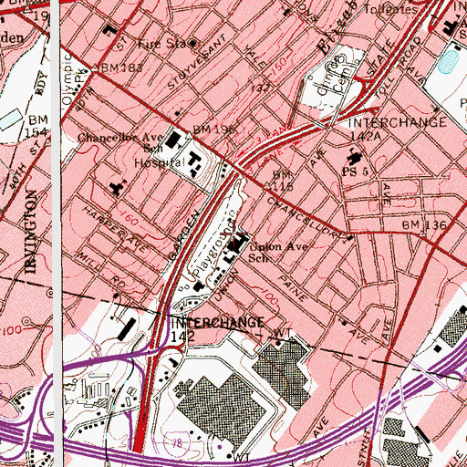 Topographic Map of Garden State Chancellor Park, NJ