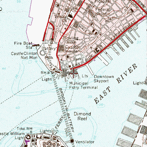 Topographic Map of Battery Maritime Building, NY