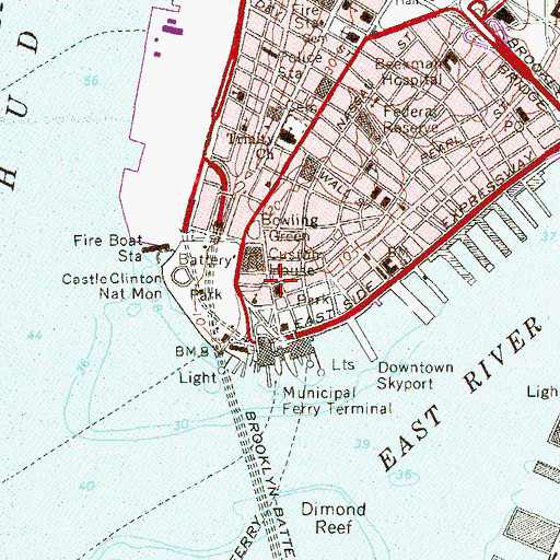 Topographic Map of Broad Financial Center, NY