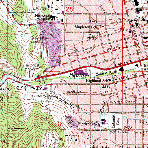 Topographic Map of Boulder County Justice Center, CO