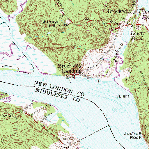 Topographic Map of Brockway Landing, CT