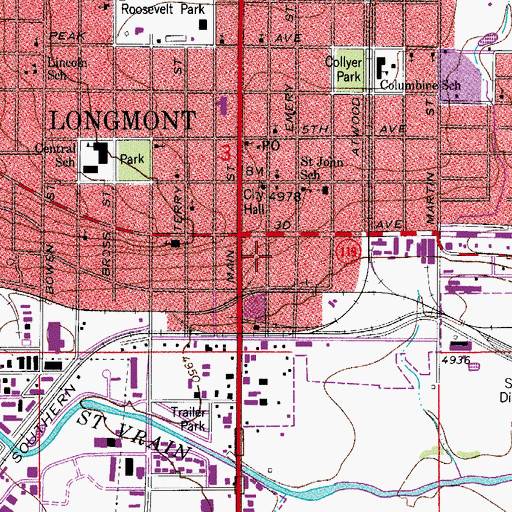 Topographic Map of Longmont Police Department Headquarters, CO