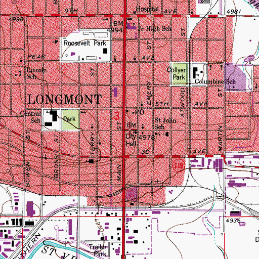 Topographic Map of Central Presbyterian Church, CO