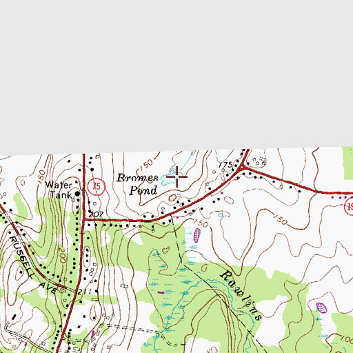 Topographic Map of Bromes Pond, CT