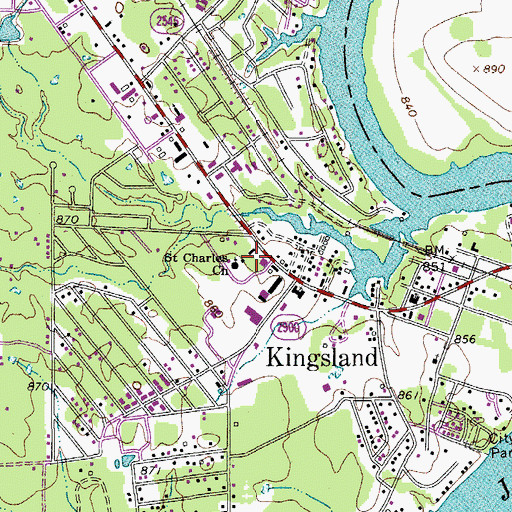 Topographic Map of Kingsland Post Office, TX