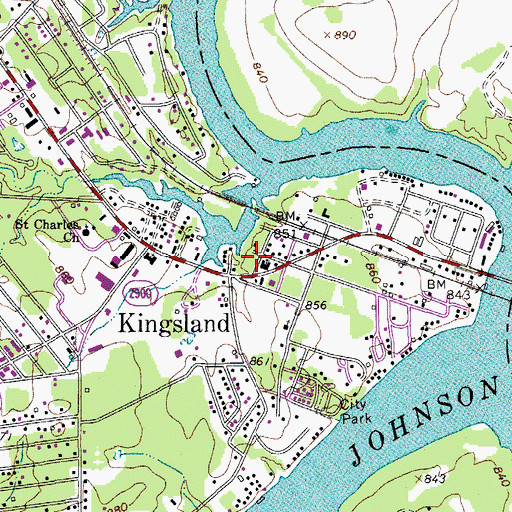 Topographic Map of Kingsland Community Church, TX