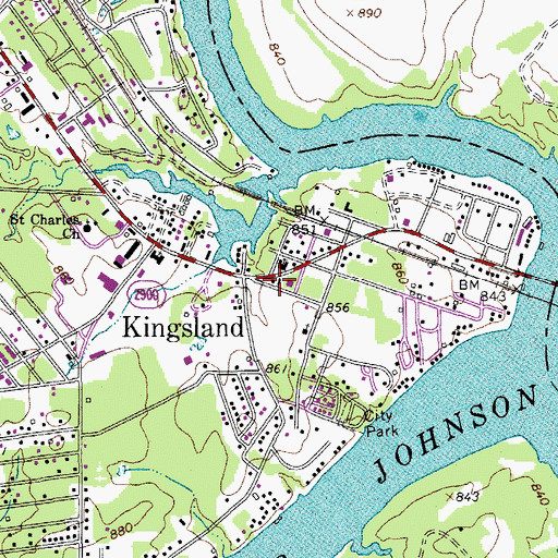 Topographic Map of Kingsland Branch Library, TX