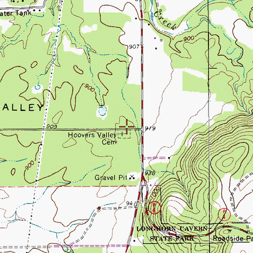 Topographic Map of Hoover Valley Chapel, TX